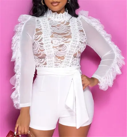 Hollowed Out OnePiece Ruffle Playsuit Rumper