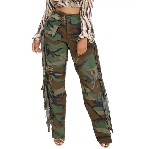 Camouflage Cargo Fashion Tassel Pants