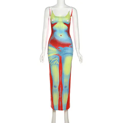 Ashley's Aysemetric Body Printed Slim Fit Dress