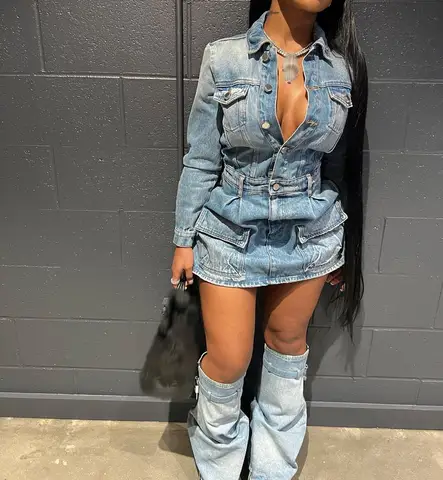 Boo Hoo Denim Set + Leg Covers