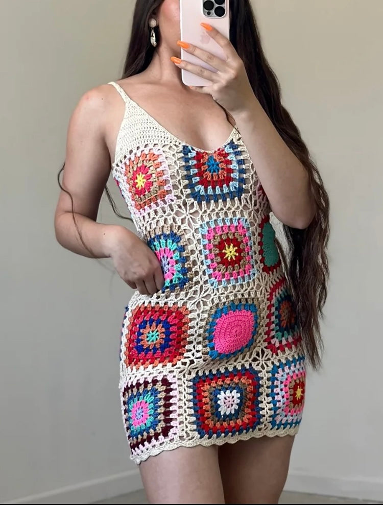 Block Style Knitted Crochet Dress