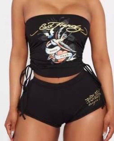 Ed Hardy Tube Top Short Set