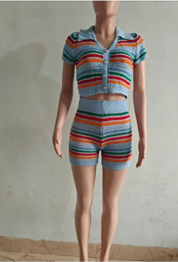 Color Me Different Knitted Short Set