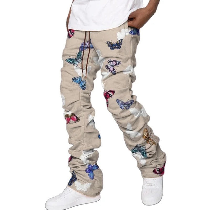 Men ButterFly Stack Flare Joggers