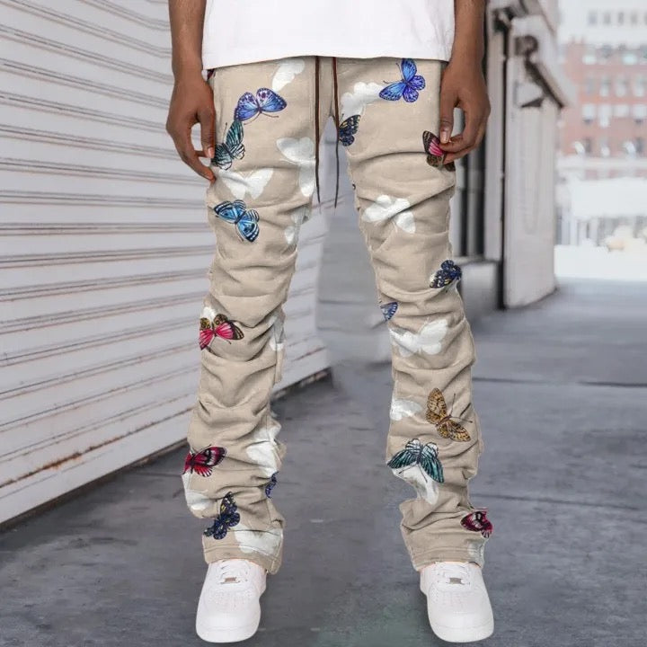 Men ButterFly Stack Flare Joggers