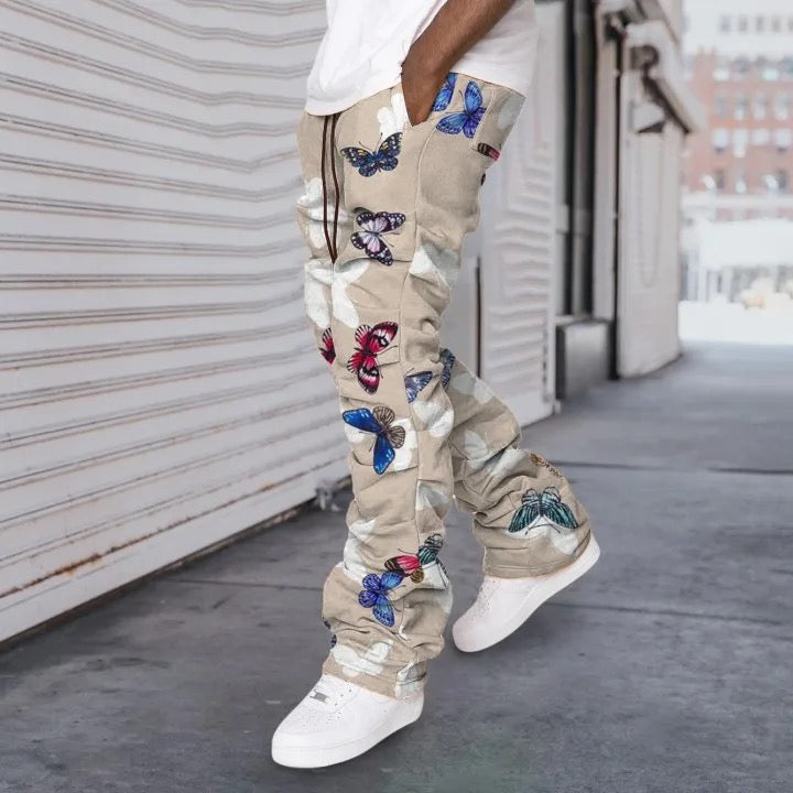 Men ButterFly Stack Flare Joggers