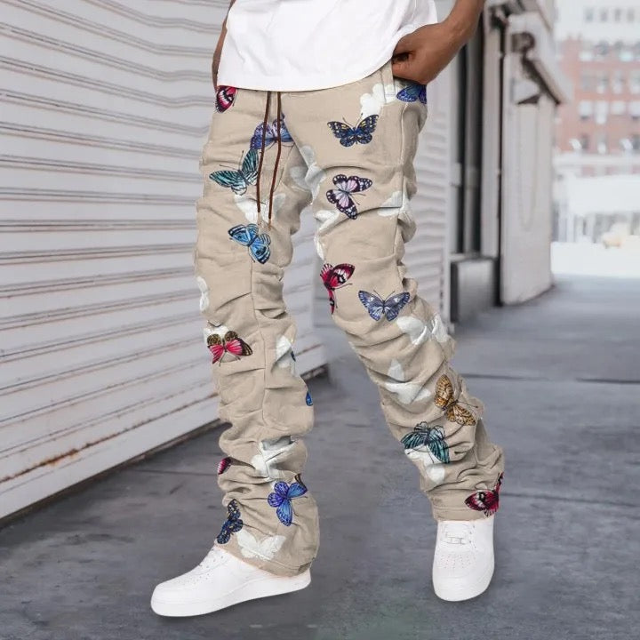 Men ButterFly Stack Flare Joggers