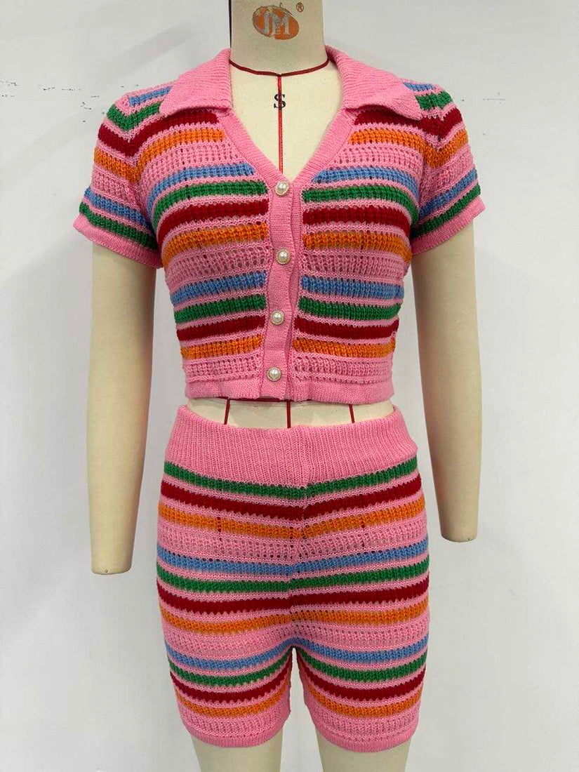 Color Me Different Knitted Short Set