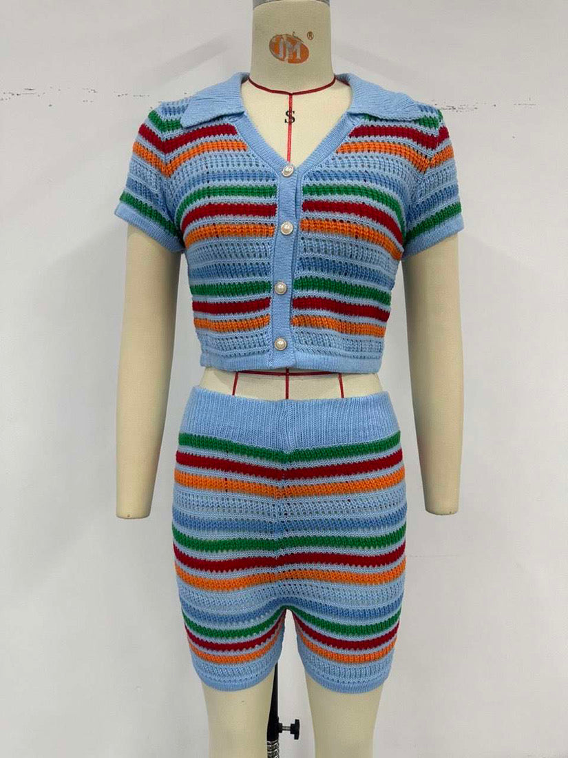 Color Me Different Knitted Short Set