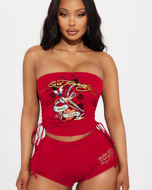 Ed Hardy Tube Top Short Set