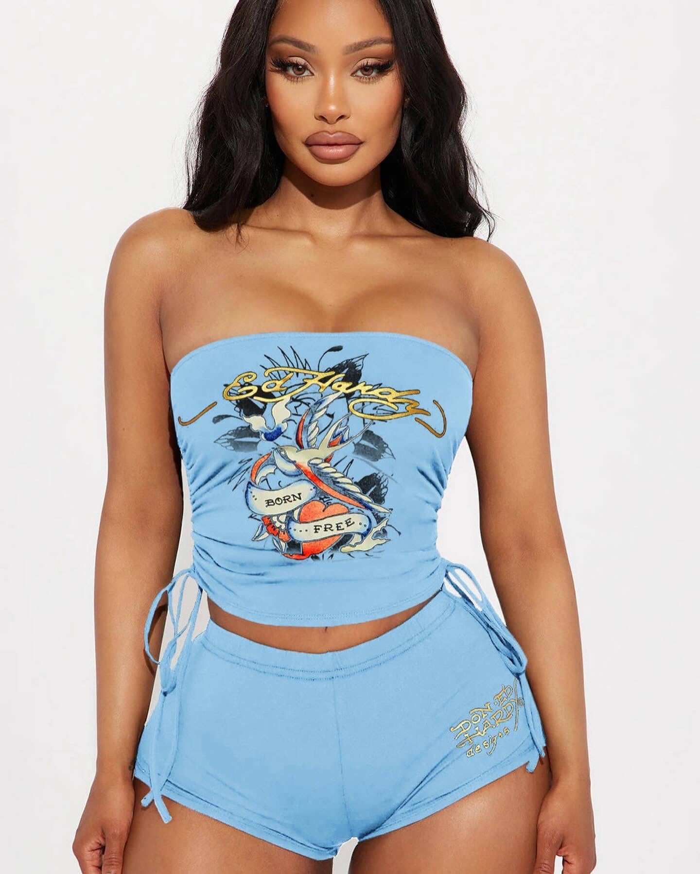 Ed Hardy Tube Top Short Set