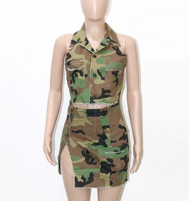 Camo Tank Top Skirt Set