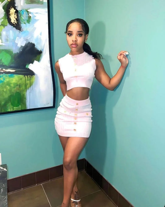 Mya's 2 Piece Crop Top & Knitted Skirt Set