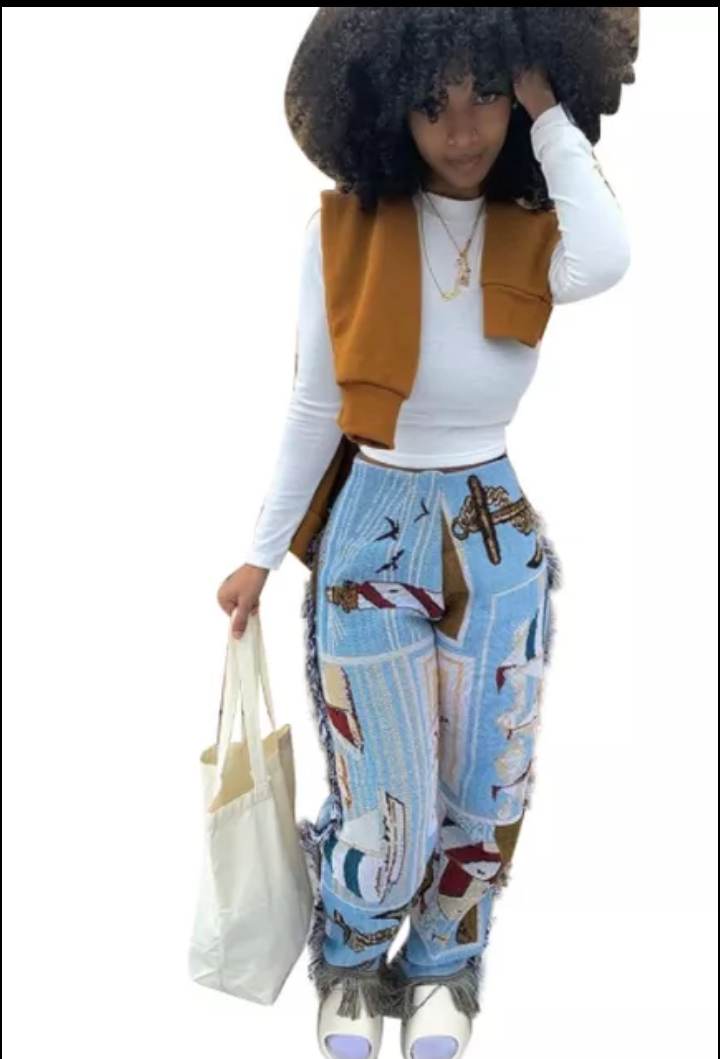 Crystal's  Patchwork Supreme Tassel Pants